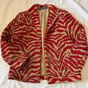 Vintage Y2K Painted Pony Small Red Zebra Blazer Jacket ~ Business Casual Classic